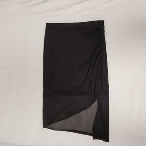 Le Chateau Black Skirt With Sheer Overlay